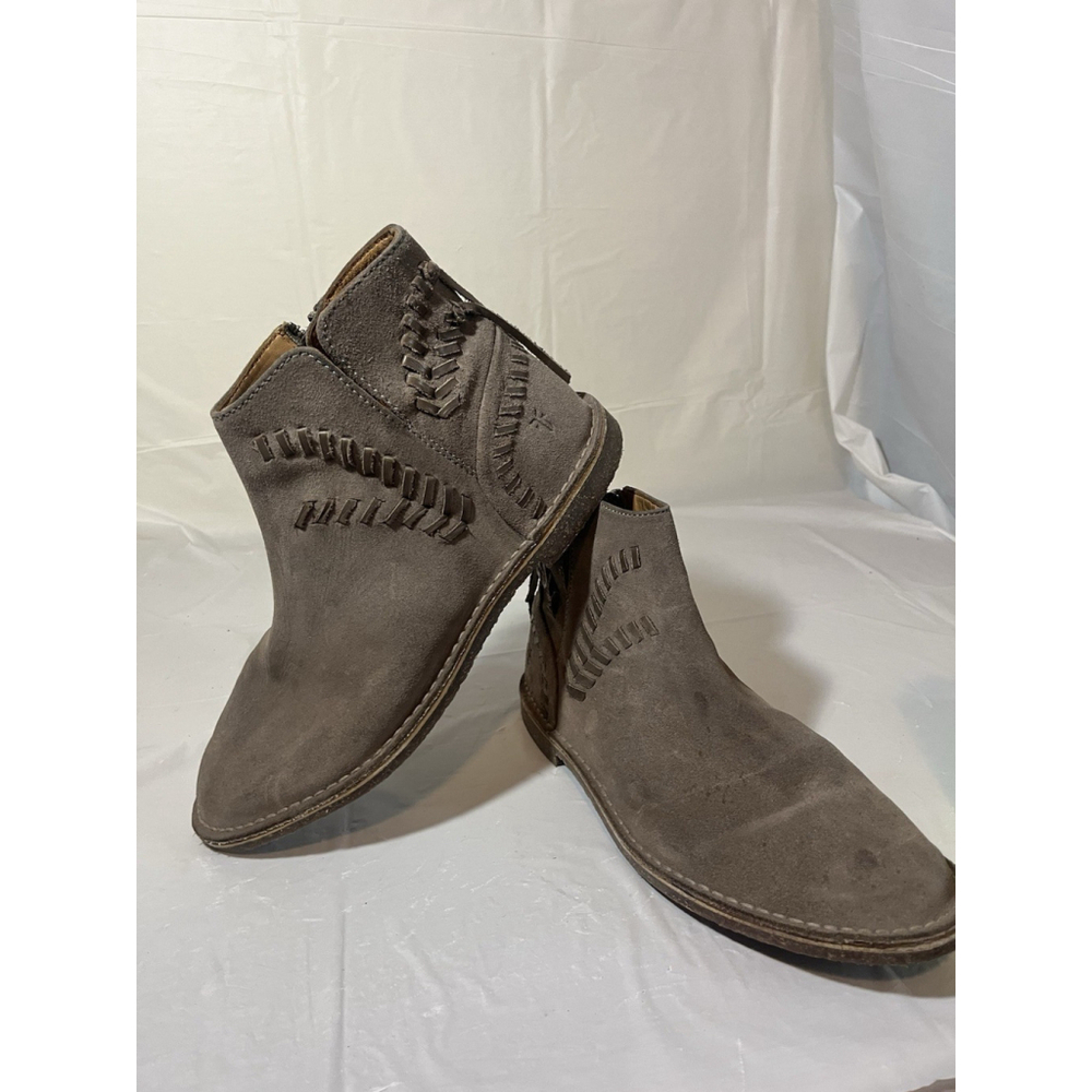 Frye Sierra Whipstitch Suede Tan Boho Crepe Festival Bootie Size 9.5M - Picture 6 of 11